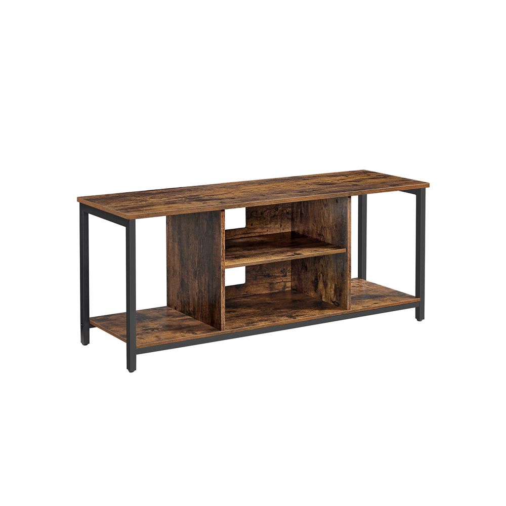 VASAGLE TV skrinka s otvorenými priehradkami 120 × 40 × 50 cm – vintage hnedá a čierna LTV060B01