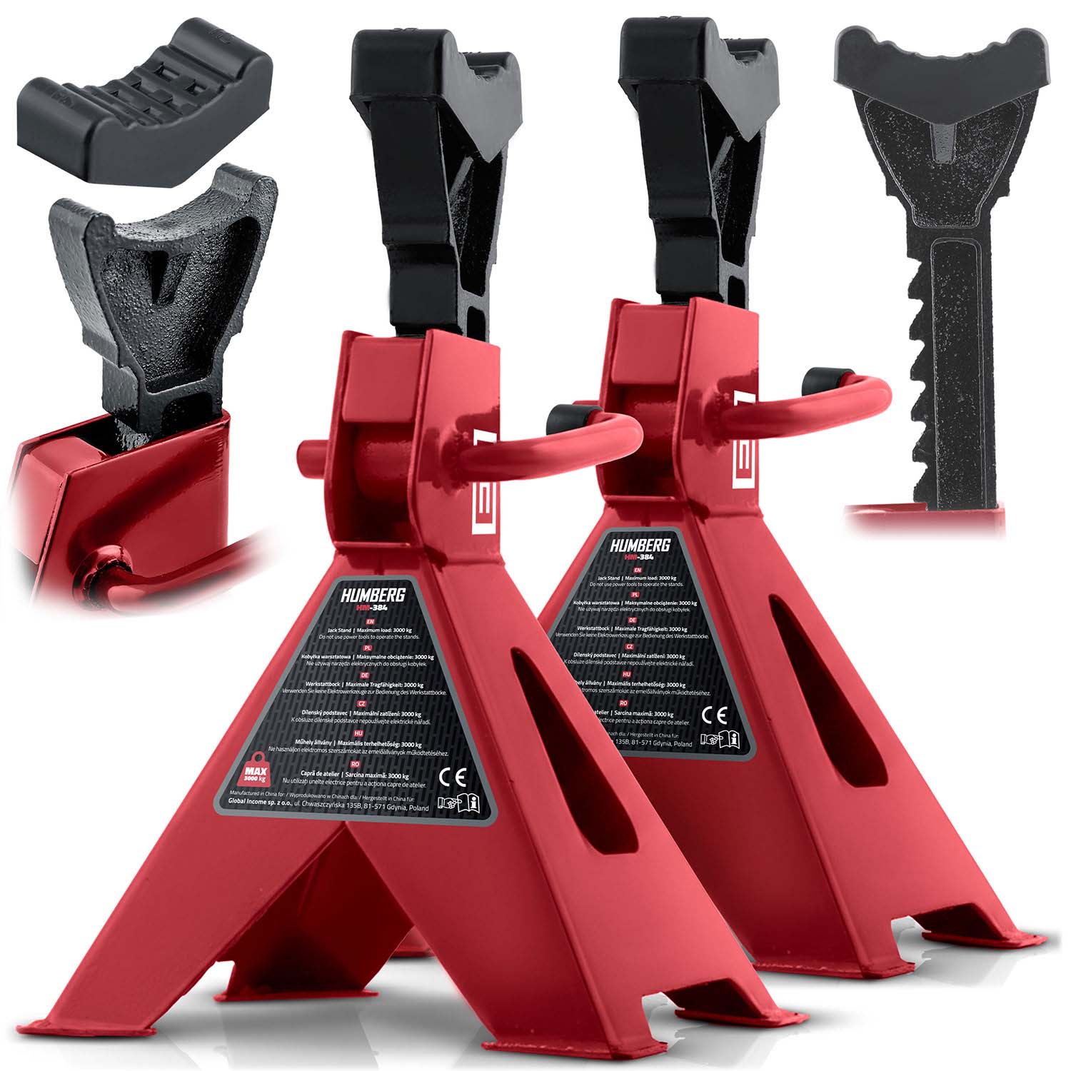Podpery prestaviteľné na autá 2 ks Humberg HM-384 - červené