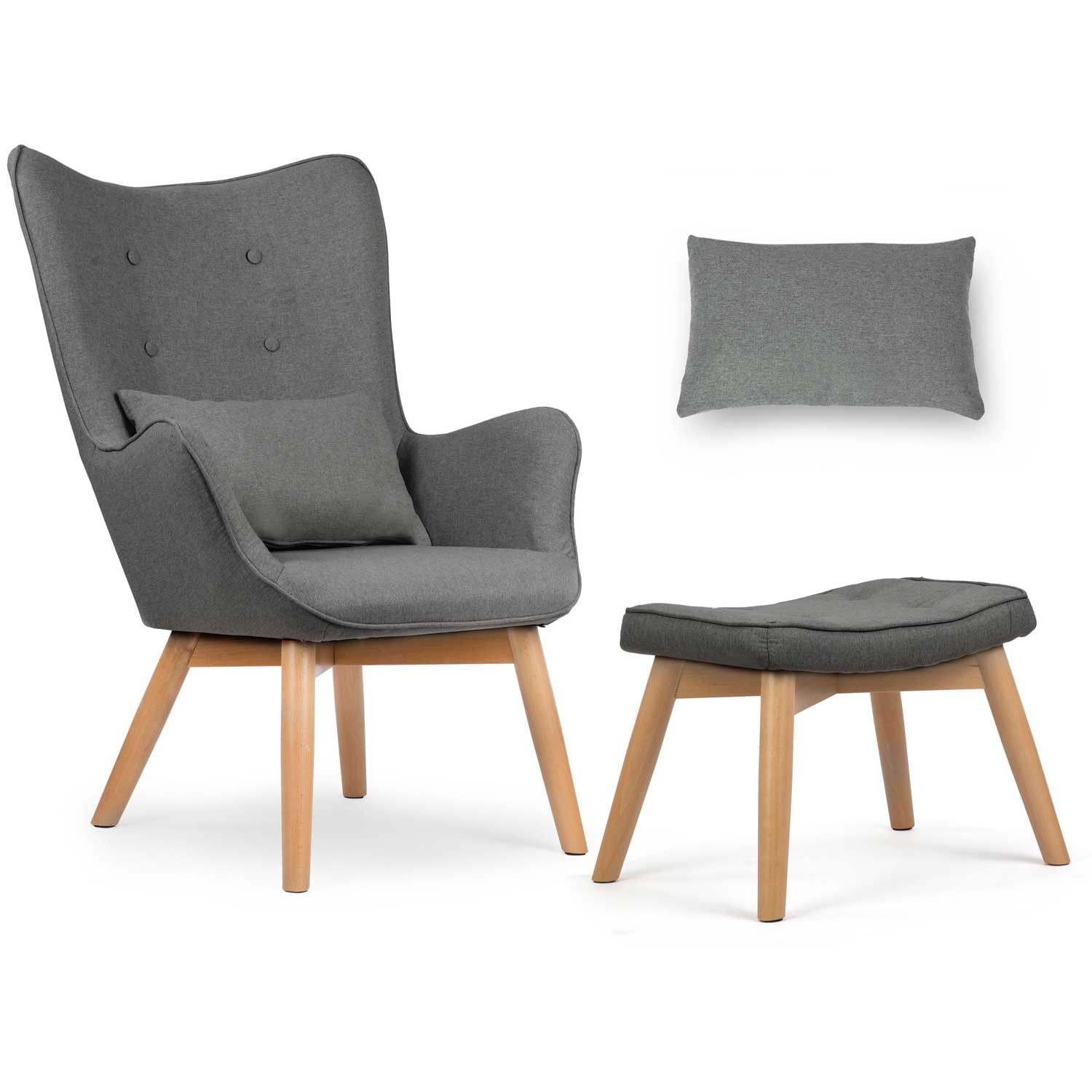 SOFOTEL Kreslo s opierkou na ruky a podnožkou Norse 2044 - tmavosivé