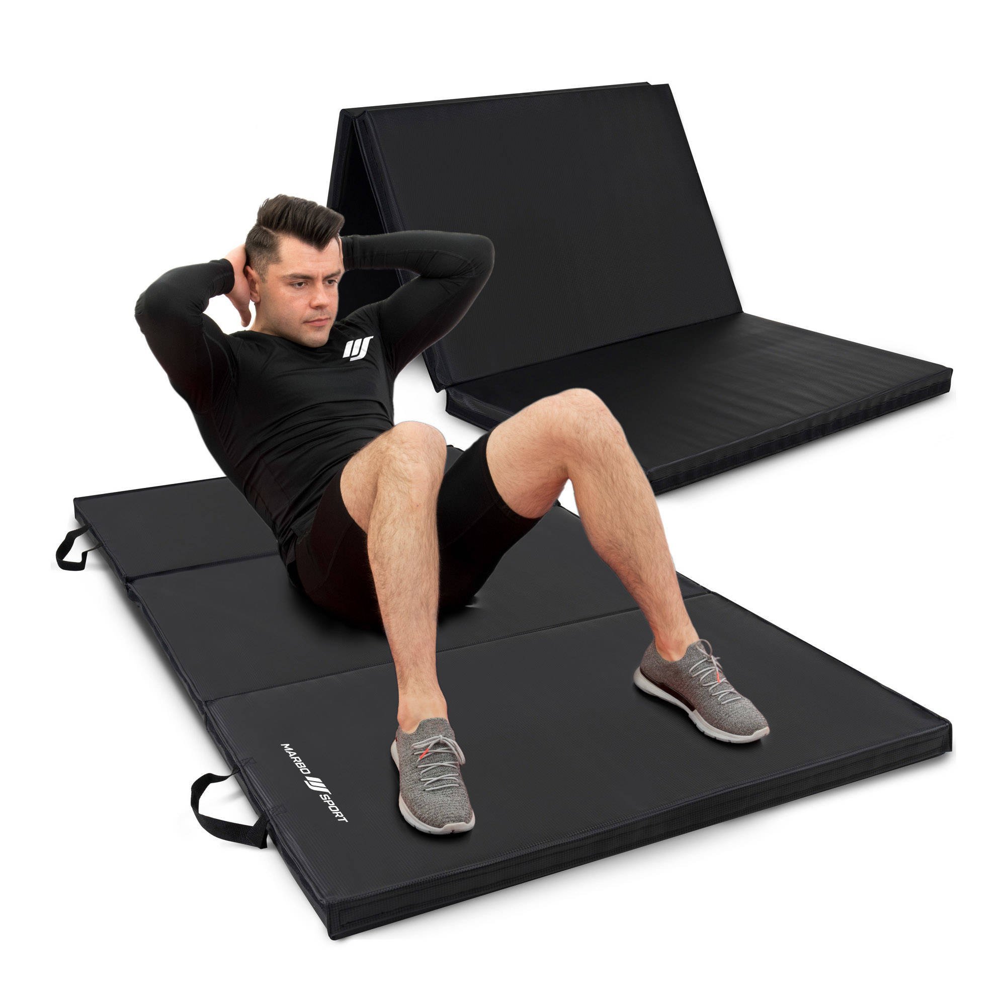 Tvrdý skladací gymnastický matrac so suchým zipsom 180 x 90 x 5 cm čierny - Marbo Sport