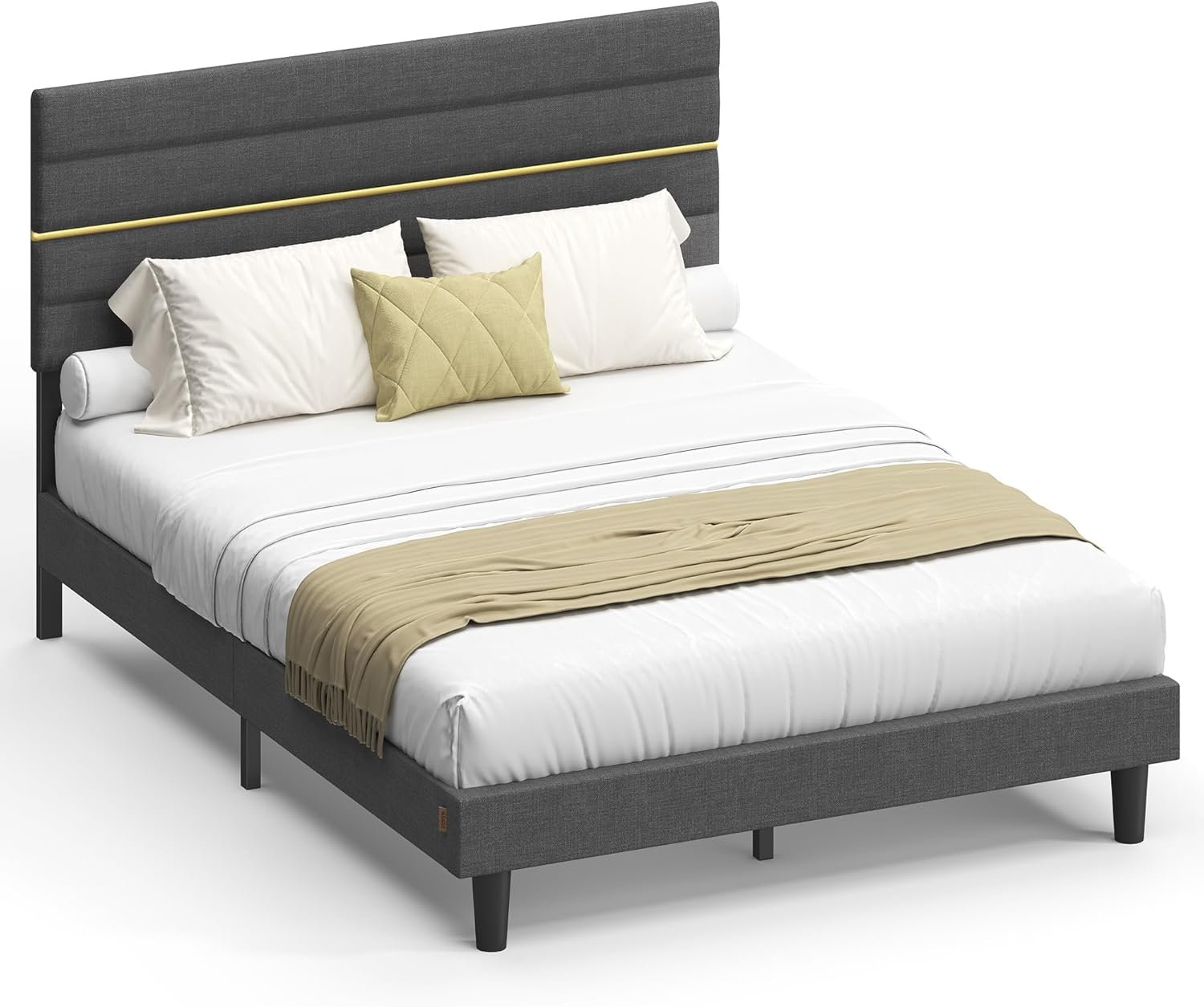 Rám manželskej postele VASAGLE pre matrac 140 x 200 cm, bridlicovo sivá RMB504G01