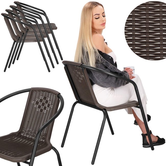 Záhradná pletená stolička SPRINGOS GF1019 -hnedá