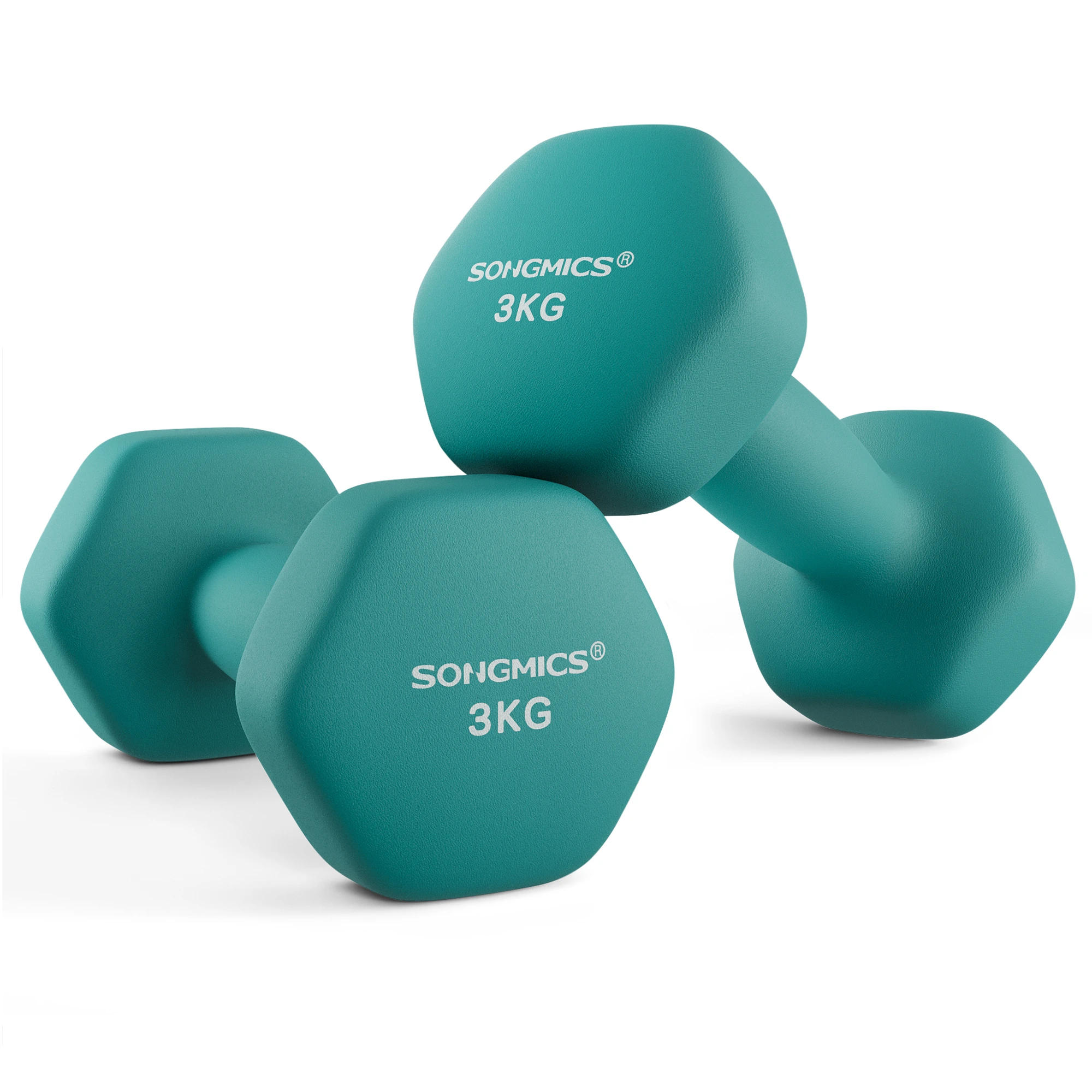 SONGMICS SYL906Q01 jednoručné činky 2x3kg tyrkysové