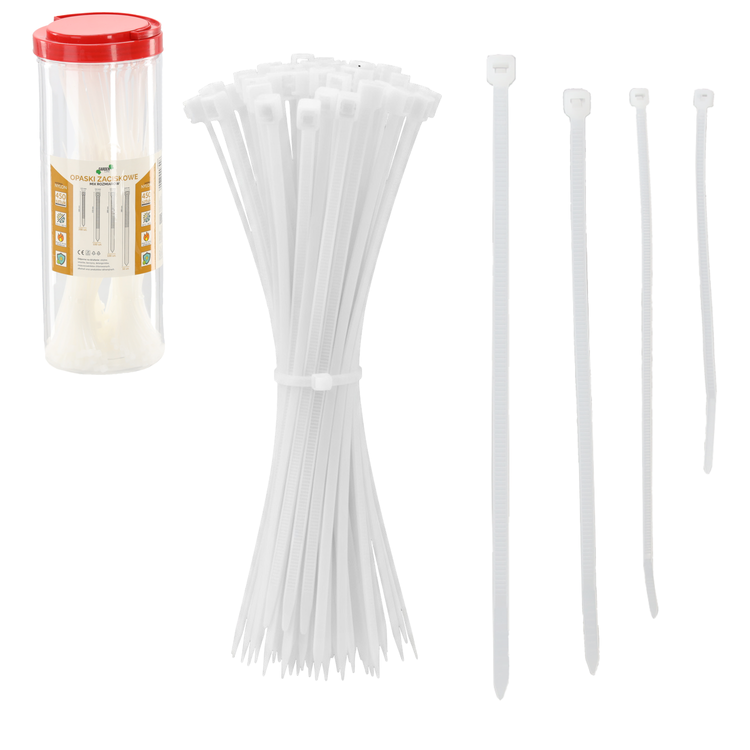 GARDEN LINE 450ks SŤAHOVACÍCH PÁSOK V TUBE – MIX ROZMEROV, BIELA FARBA (LAR3906)
