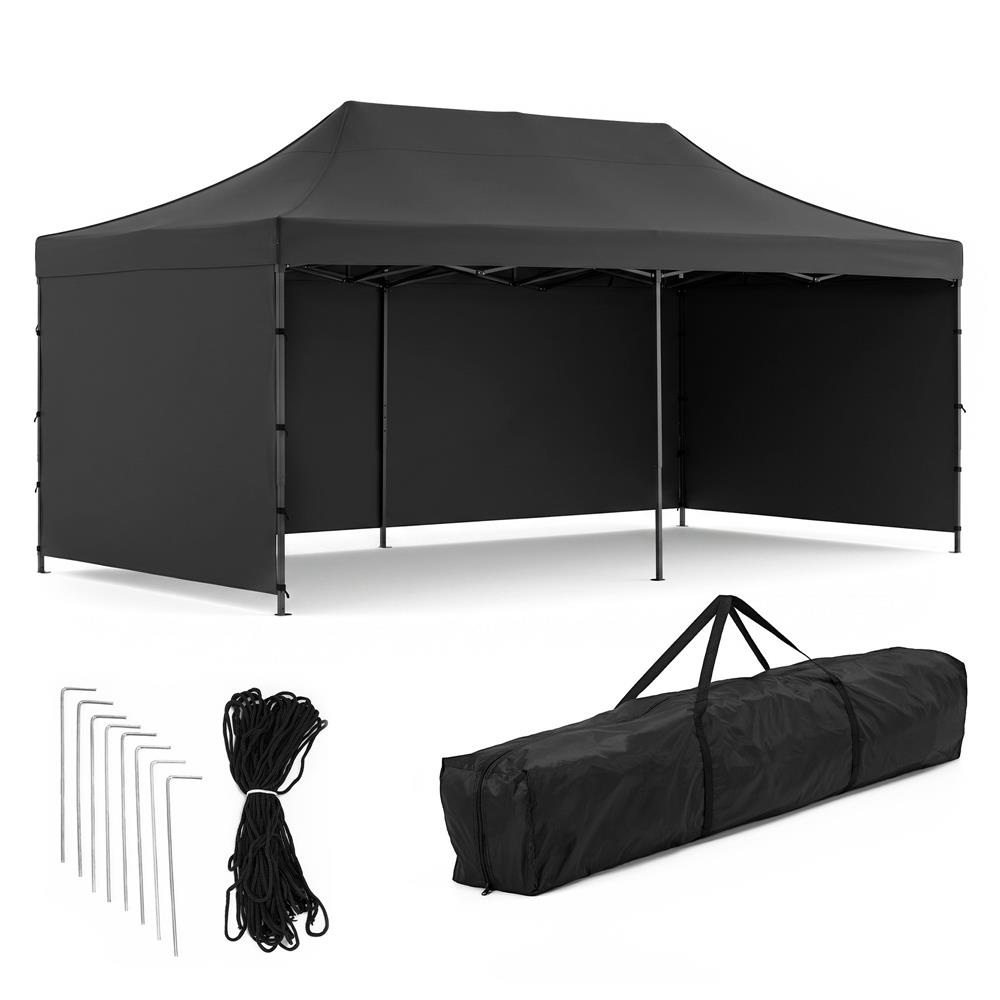 E-shop SPRINGOS Nožnicový záhradný stan 3×6 m – čierny, obchodný pavilón na podujatia GP0008