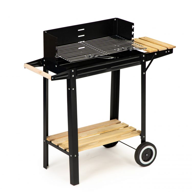 Záhradný gril s drevenou poličkou, nastaviteľným roštom MODERNHOME - SL4828