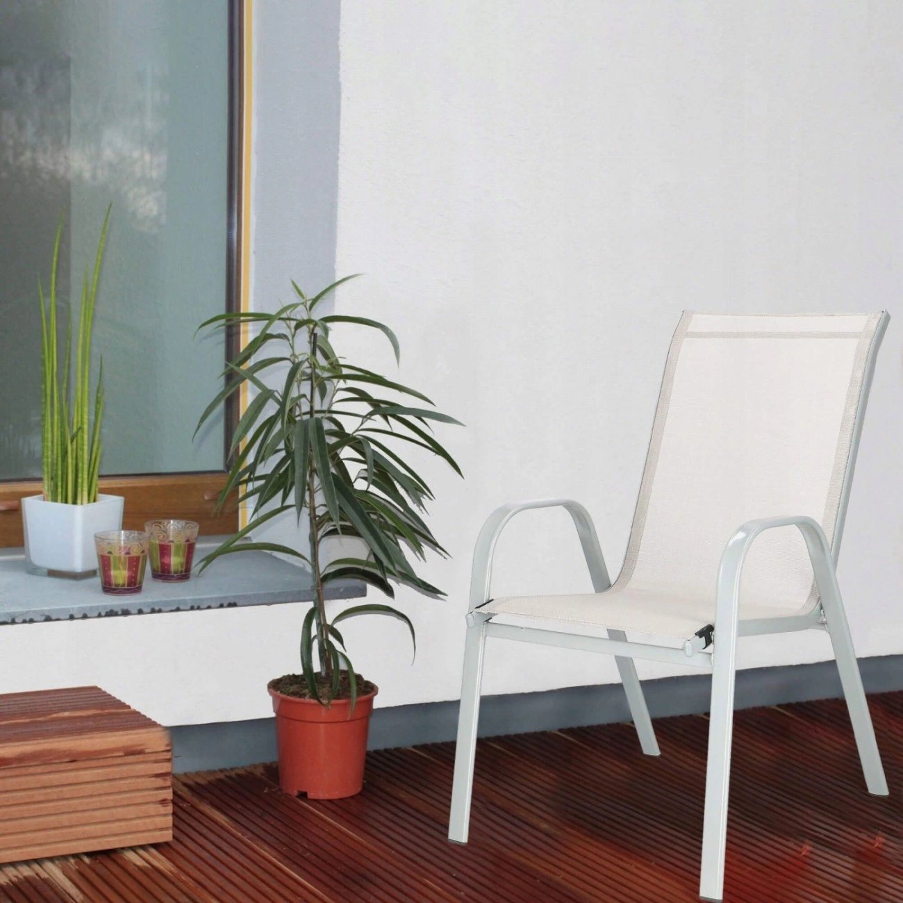 Záhradná stolička SPRINGOS GC0035 - krémová