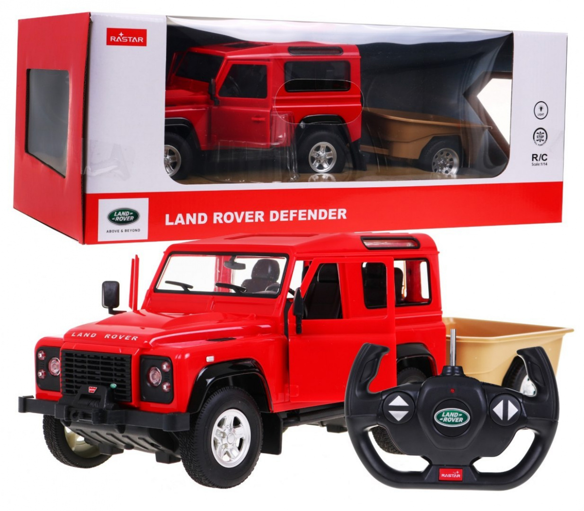 E-shop Auto RC Land Rover DEFENDER 1:14 RASTAR - červené