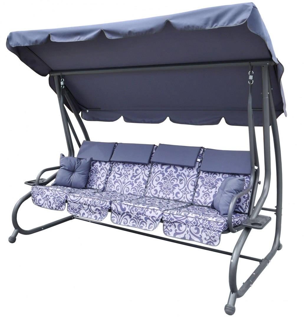 Záhradná hojdačka polohovateľná, pre 4 osoby RAMIZ 8078 SZ - sivá