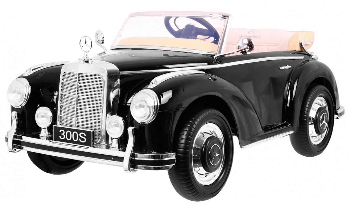 Mercedes Benz 300S Retro pre deti + diaľkové ovládanie + EVA + free Start + LED MP3 - čierne