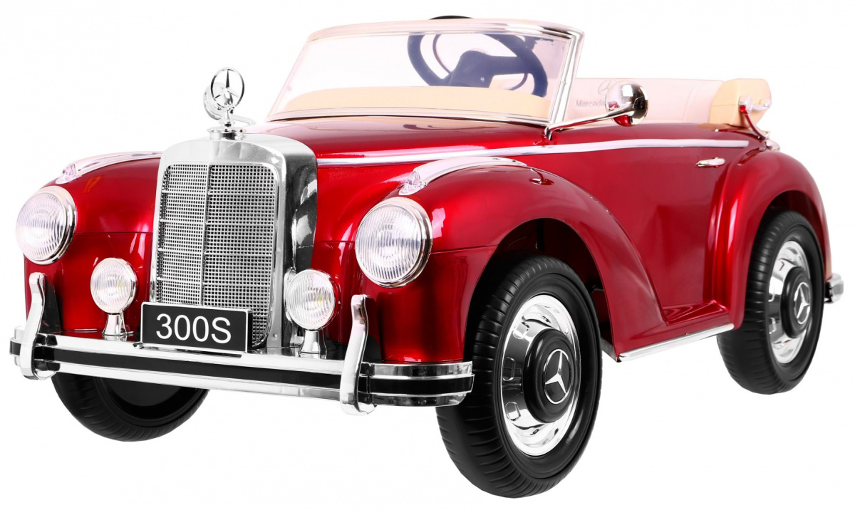 Mercedes Benz 300S Retro pre deti + diaľkové ovládanie + EVA + free Start + LED MP3 - červené