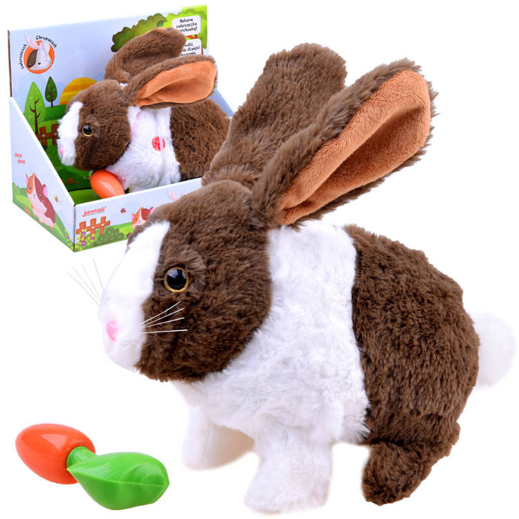 Interaktívny plyšový zajačik Hopping Bunny + mrkva ZA2685 Farba: hnedá
