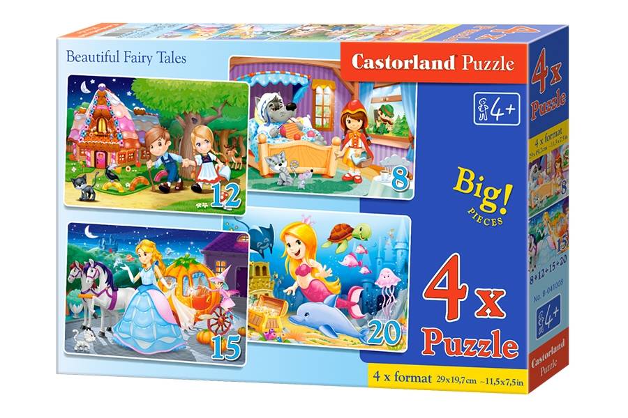 Puzzle 4v1 8,12,15,20 dielikov Krásne rozprávky