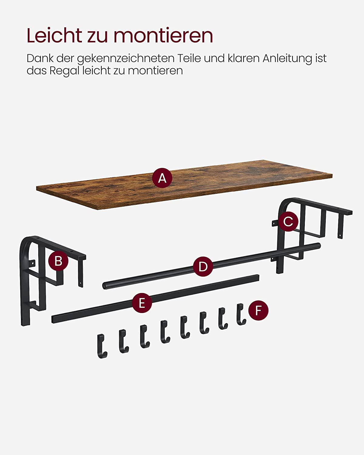 Nástenný vešiak s policou VASAGLE LCR102B01