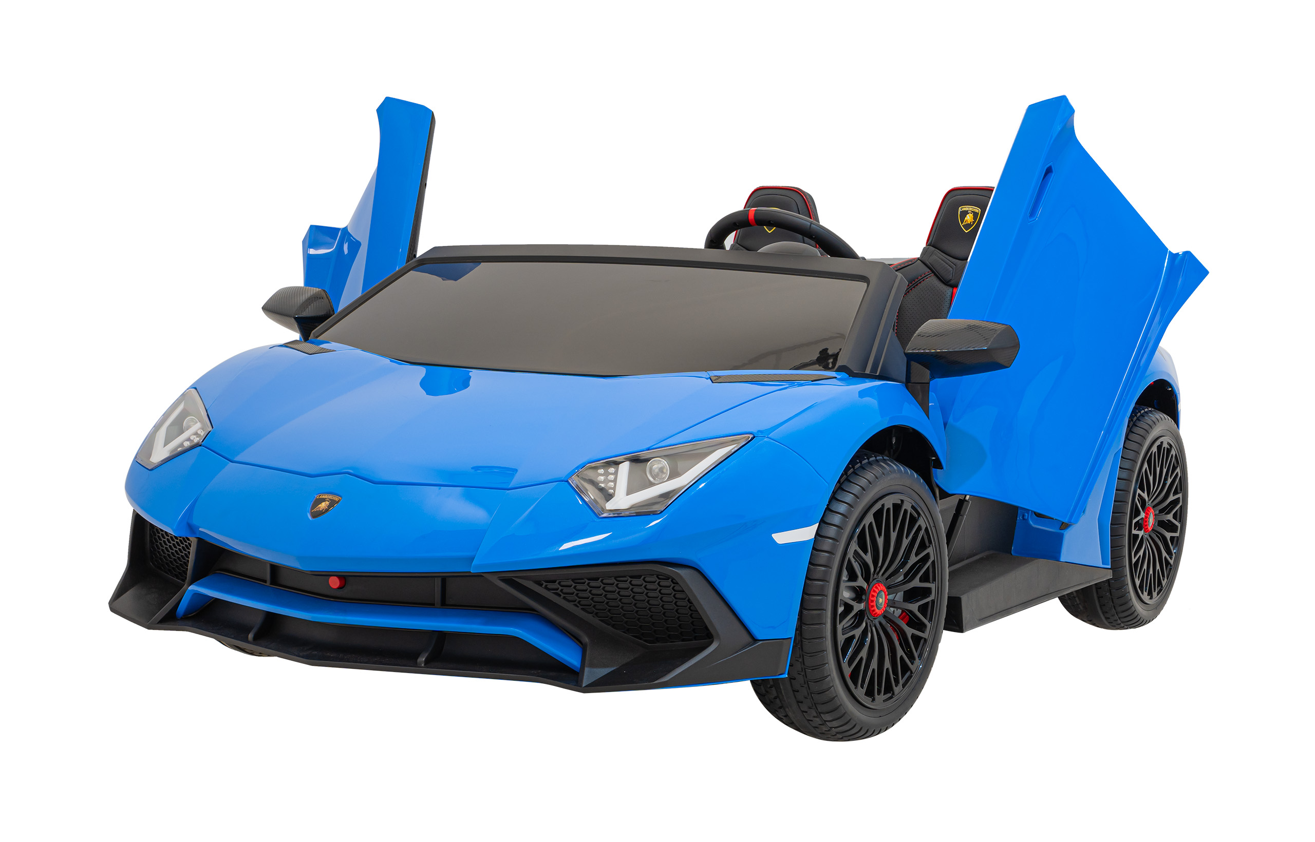 Autíčko Lamborghini Aventador SV na batérie pre 2 deti Modré + 2,4 GHz diaľkové ovládanie + EVA pena + audio LED