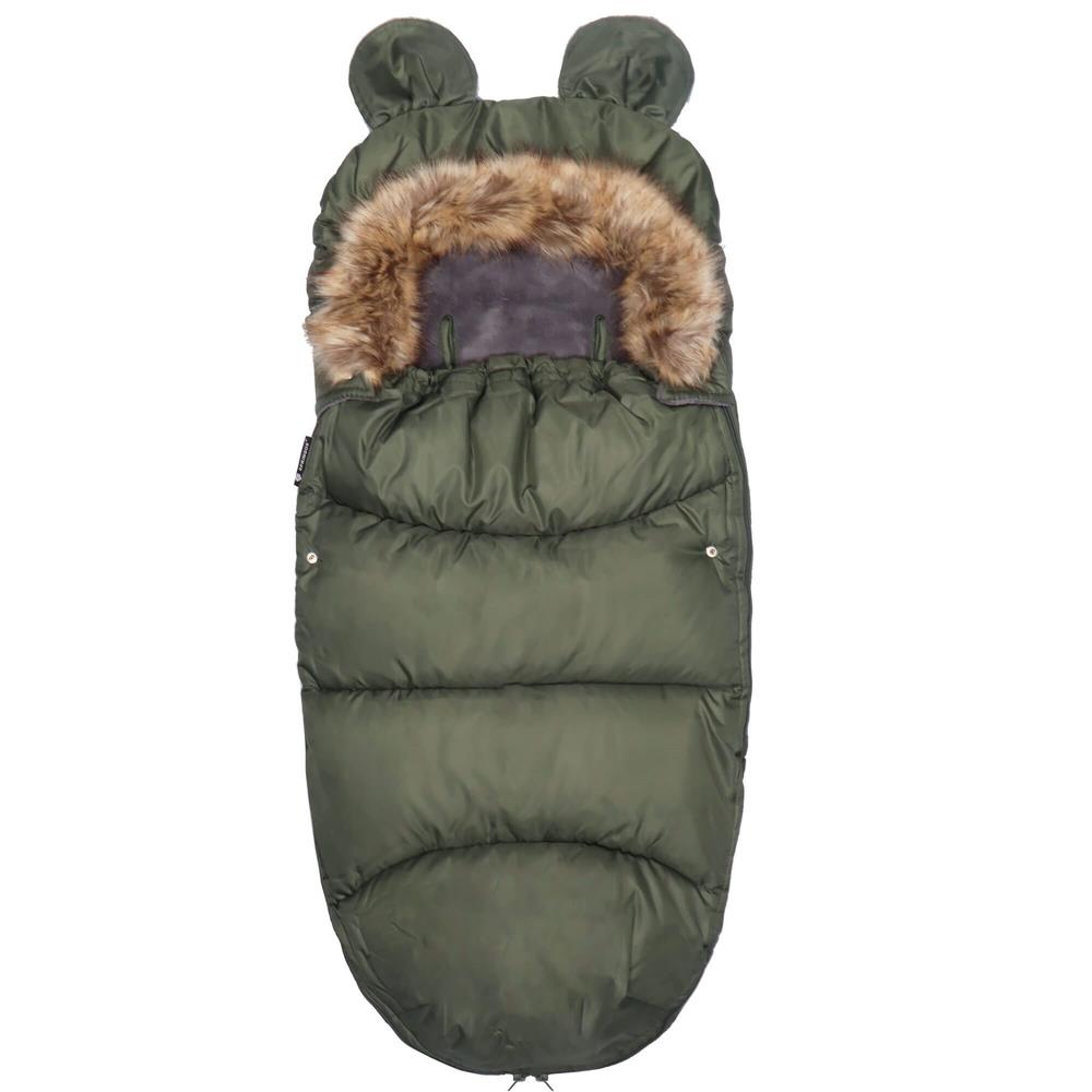 Spací vak s kožušinou na sánky SPRINGOS SB0048 -army