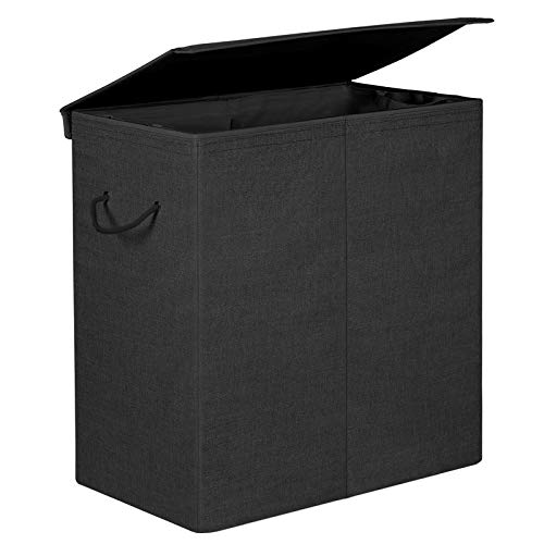 Ľanový dvojitý kôš na bielizeň 142 l SONGMICS LCB02BK