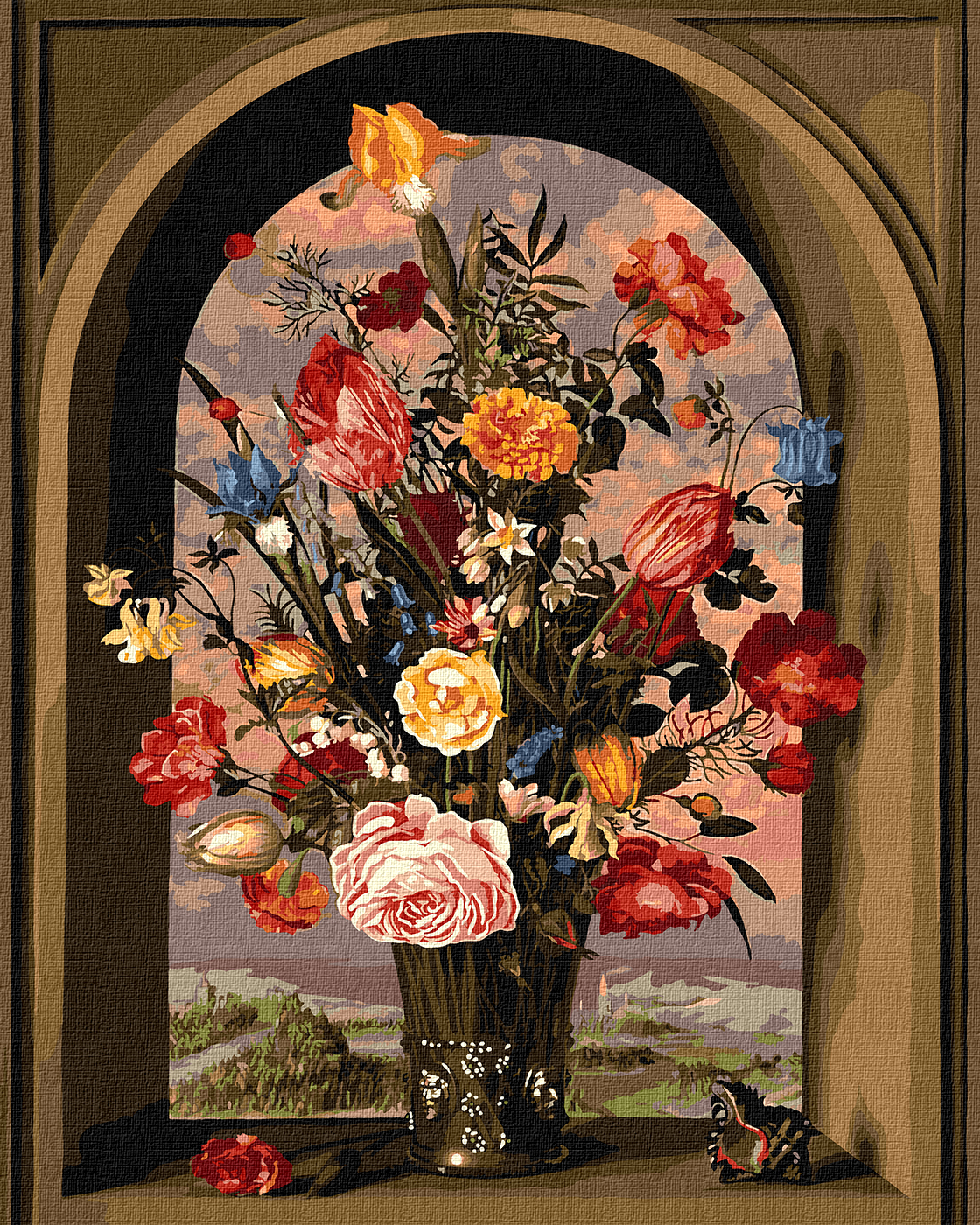 RAMIZ Maľba podľa čísel 40x50 plátno + farby + štetce - Kvetinový aranžmán