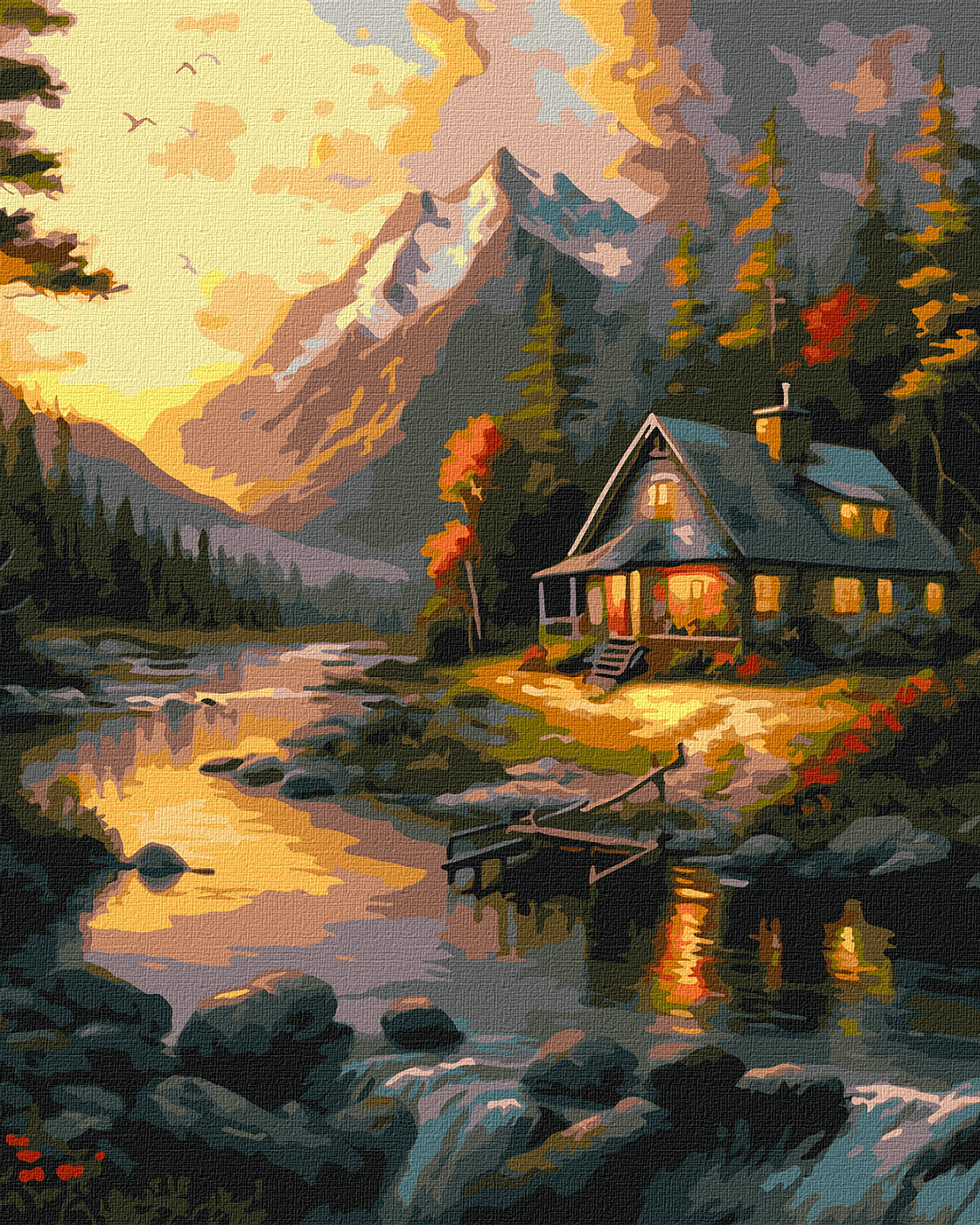 Maľba podľa čísel Zlatý západ slnka 40x50 Plátno + Farby + Štetce