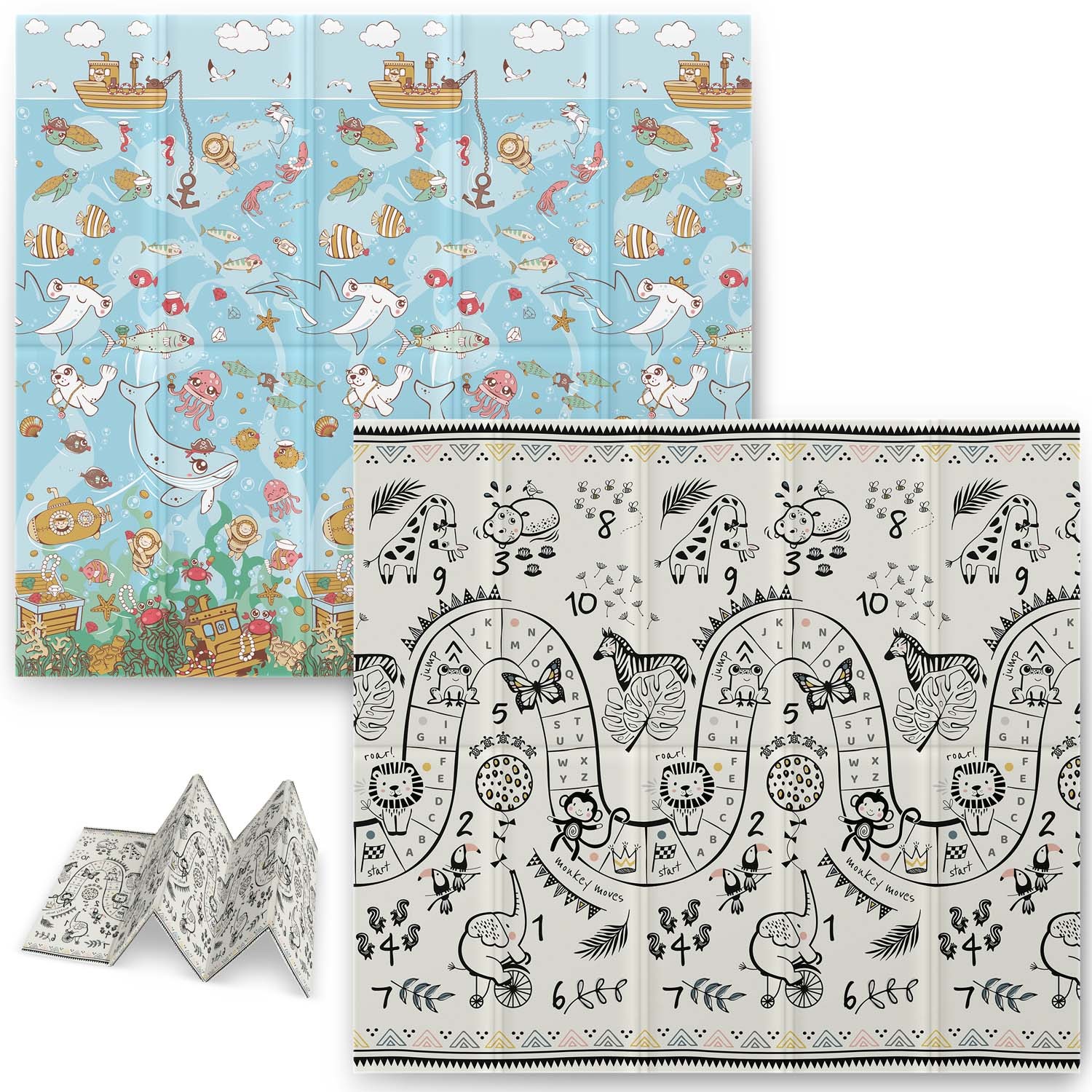 Penová podložka 200 x 180 x 1 cm Nukido NK-340 oceán-safari