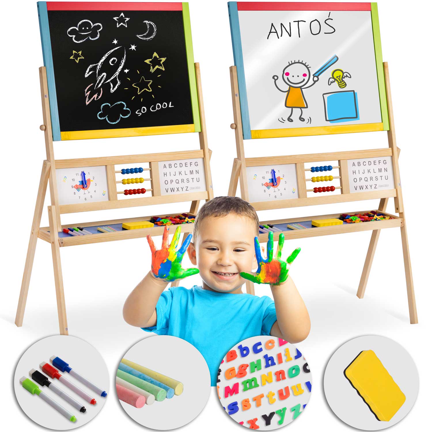Veľká magnetická/kriedová tabuľa Ricokids 780100 - viacfarebná