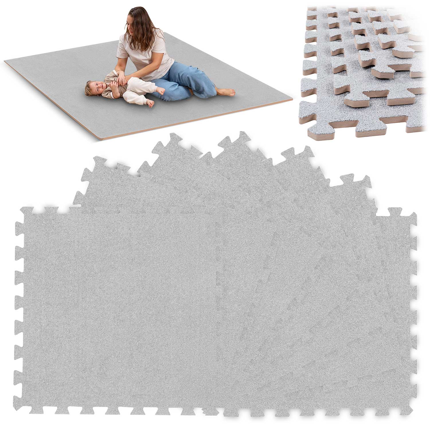 Penová podložka 6 ks puzzle 180 x 120 cm Massido 650100 - sivá