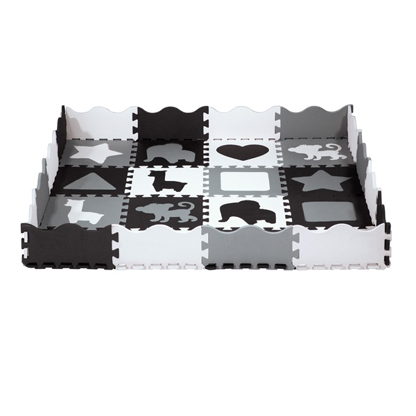 Detská penová puzzle podložka NILS Fun MD03 - sivá