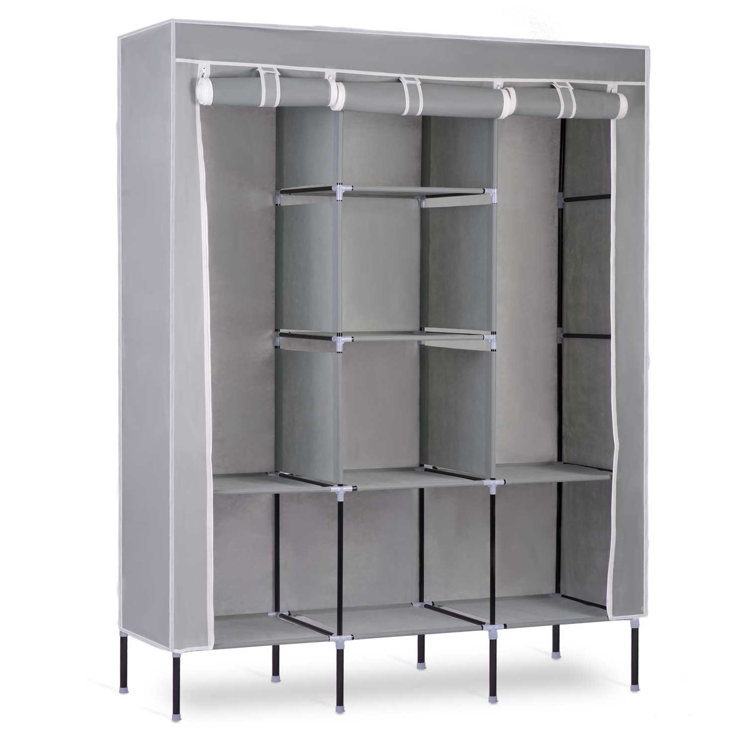 Textilná šatníková skriňa 130x45x175cm Massido MS-801- sivá