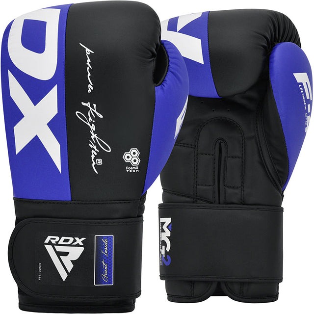 Boxerské rukavice RDX F4 so suchým zipsom Farba: modrá, Veľkosť: 16 oz