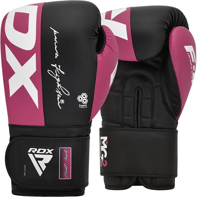 Boxerské rukavice RDX F4 so suchým zipsom Farba: ružová, Veľkosť: 10 oz