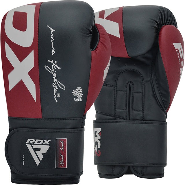 Boxerské rukavice RDX F4 so suchým zipsom Farba: bordová, Veľkosť: 12 oz