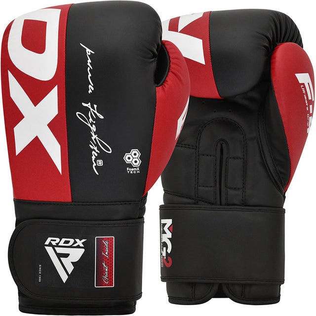 Boxerské rukavice RDX F4 so suchým zipsom Farba: červená, Veľkosť: 10 oz