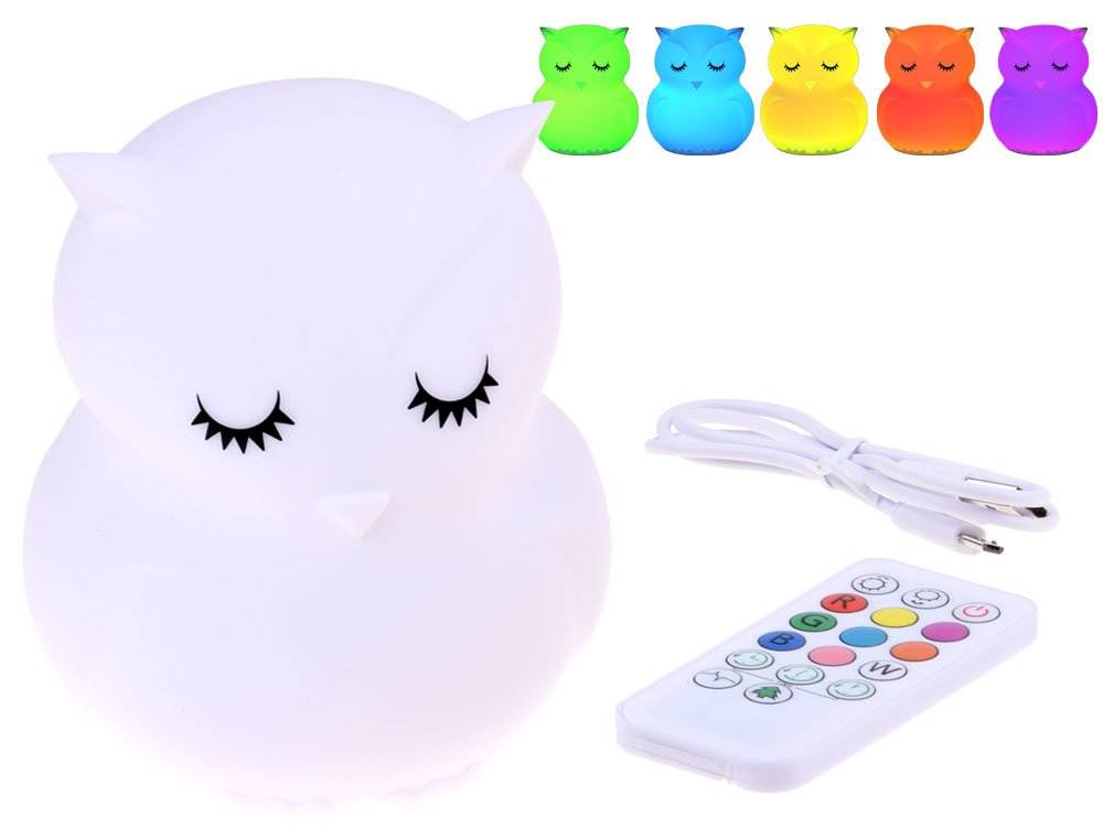 Silikónová LED lampa sova Jokomisiada ZA3295 + ovládač