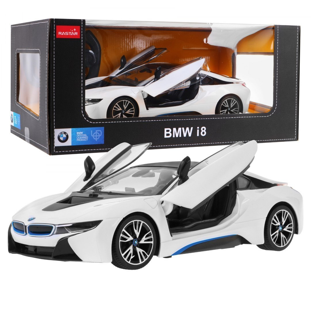 BMW i8 biely model RASTAR 1:14 Diaľkovo ovládané auto + diaľkové ovládanie 2,4 GHz