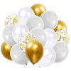 Narodeninové balóny, 50 ks – biele, šedé a zlaté balóny s konfetami Springos PS0043