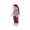 Rozkošná dievčenská bábika s dlhými hnedými vlasmi v športovom oblečení 33 cm ZA5849