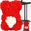 Medvedík z ružových lupeňov, 25 cm – červený s bielym srdcom HA7219