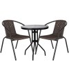 Kovová záhradná súprava Springos – 2 stoličky a stôl so sklenenou doskou