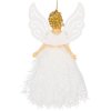 CA0702 Vianočná ozdoba „Anjel“ 20 cm – biely trblietavý prívesok Springos