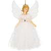 CA0702 Vianočná ozdoba „Anjel“ 20 cm – biely trblietavý prívesok Springos