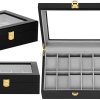 pol pl Szkatulka na zegarki 26 5x20x8 cm czarno szary organizer z 10 przegrodkami 32569 1