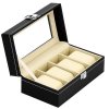 pol pl Szkatulka na zegarki 20 5x11x8 cm czarny ekoskora organizer z przegrodkami 32553 4
