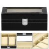 pol pl Szkatulka na zegarki 20 5x11x8 cm czarny ekoskora organizer z przegrodkami 32553 19