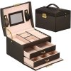 pol pl Szkatulka na bizuterie ekoskora 17 5x14x12 5 cm brazowy organizer z przegrodkami 32507 1
