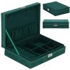 pol pl Szkatulka na bizuterie 28x19 5x7 cm zielony welurowy organizer z 17 przegrodkami 32516 1