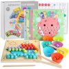 Montessori vzdelávacie puzzle s mozaikovými korálkami – drevené guľôčky ZA4438