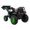 Zelený detský traktorový bager na batérie + pohyblivé rameno + diaľkové ovládanie + pomalý štart + FM rádio + LED