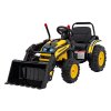 Batériový bager-traktor pre deti žltý + pohyblivé rameno lyžice + diaľkové ovládanie + pomalý štart + FM rádio + LED