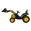 Batériový bager-traktor pre deti žltý + pohyblivé rameno lyžice + diaľkové ovládanie + pomalý štart + FM rádio + LED