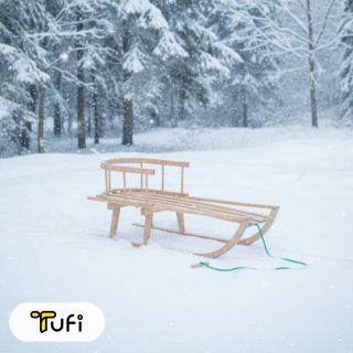 Poctivé drevené sánky. ❄️ Stabilné, bezpečné a vyrobené tak, aby vydržali roky zimných radostí. Pripravené na prvú jazdu...